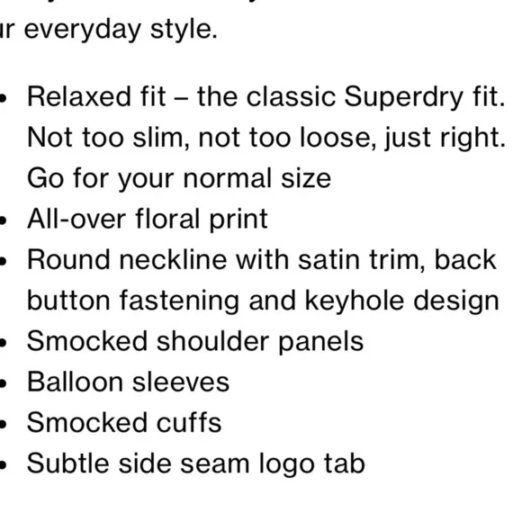 NWOT Superdry Smocked Long Sleeve Peasant Top Size 4 Mixed Print - Picture 8 of 9